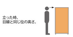 立った時、目線と同じ位の高さ。